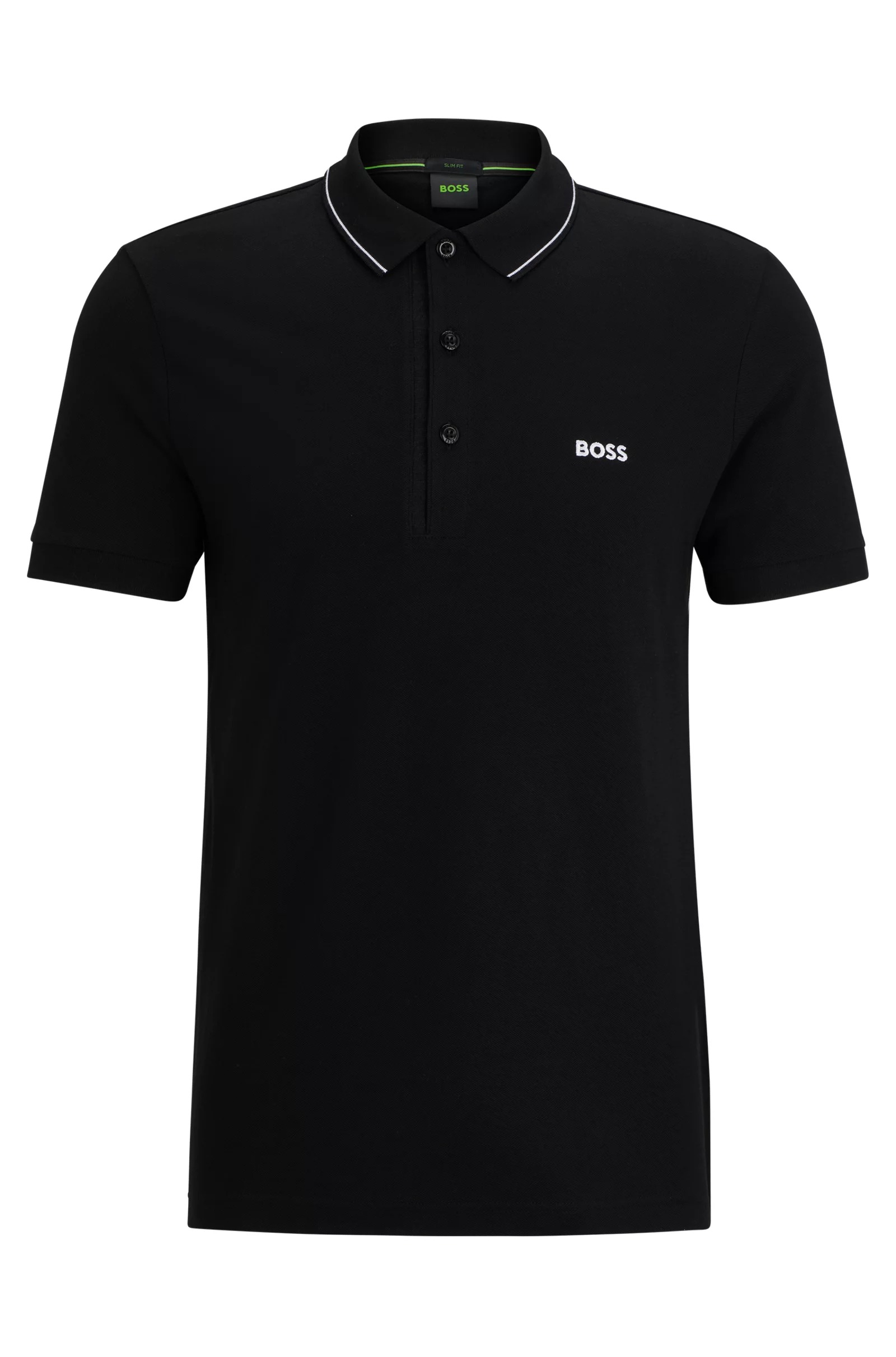 Футболка поло Boss Cotton-piqué Slim-fit With Tonal Logo, черный