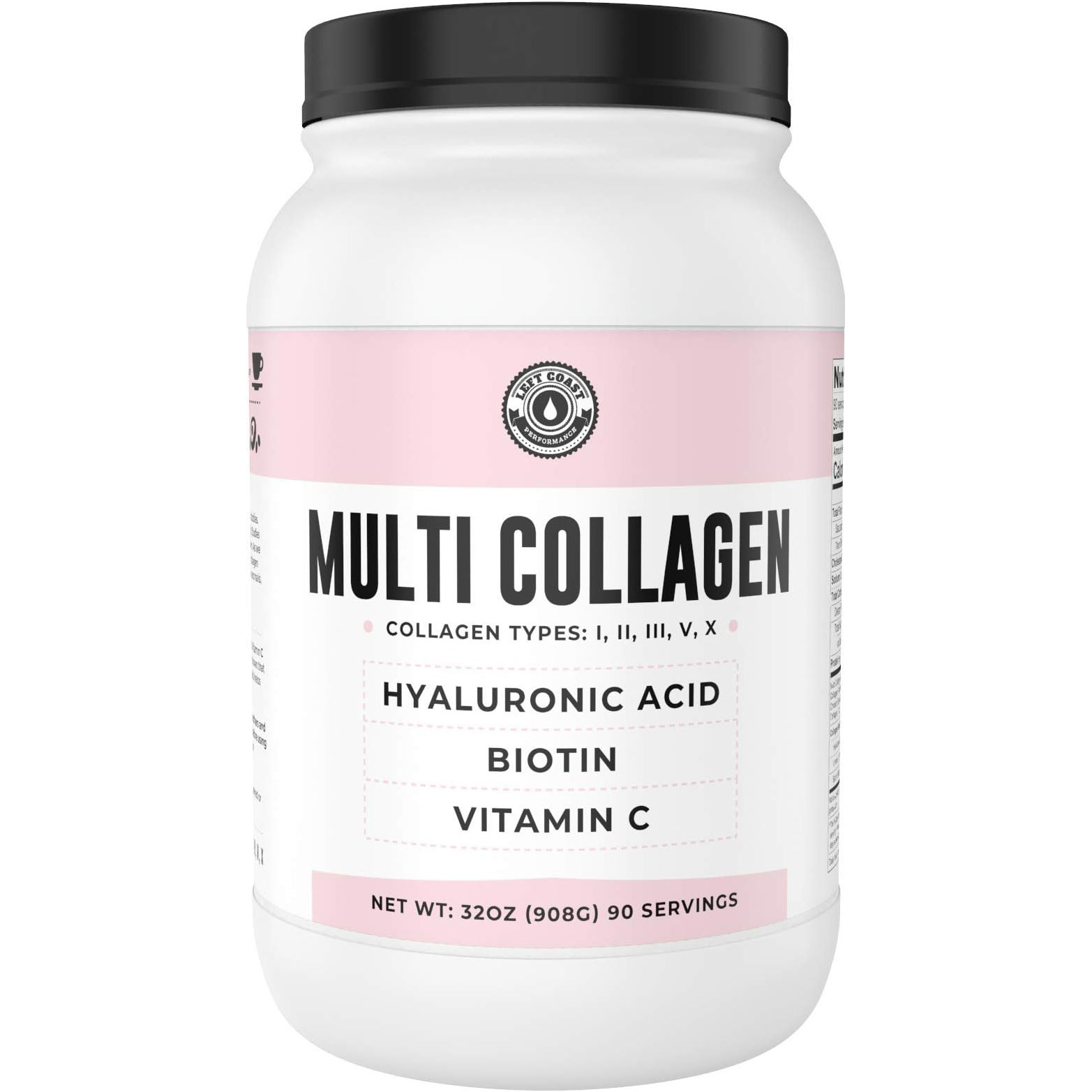 Коллаген Left Coast Performance Multi Powder With Biotin Hyaluronic Acid Vitamin C, 908 гр