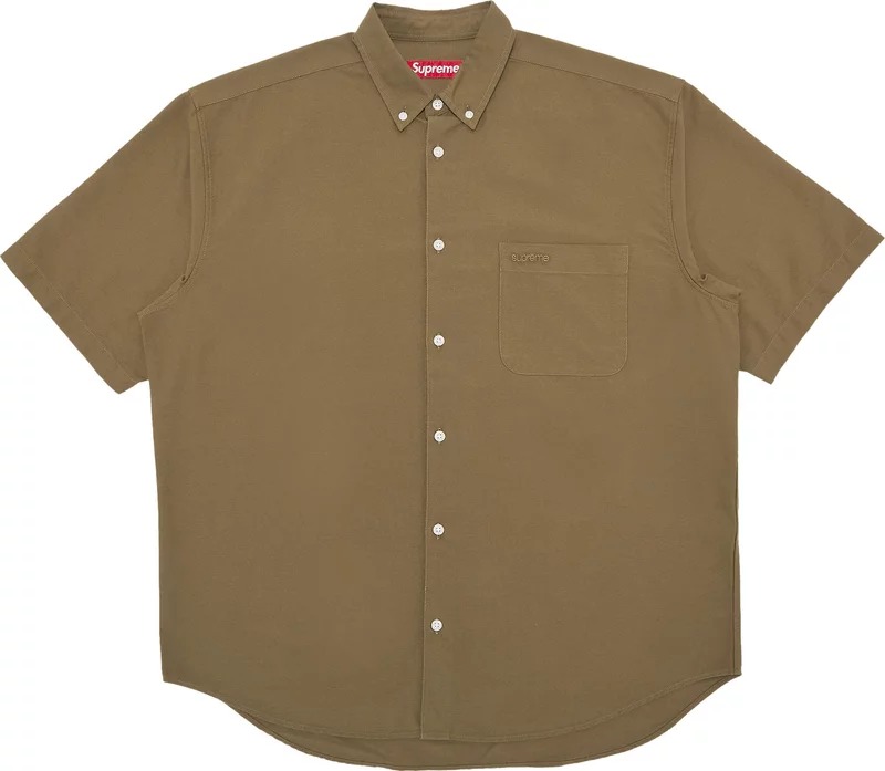 оксфордская рубашка с воротником стойкой zara черный Рубашка Supreme Loose Fit Short-Sleeve Oxford, зеленый