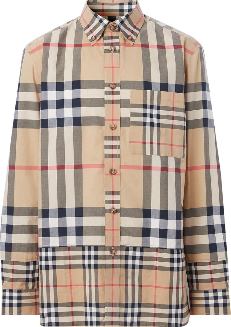 

Рубашка Burberry Contrast Check Shirt 'Archive Beige', загар