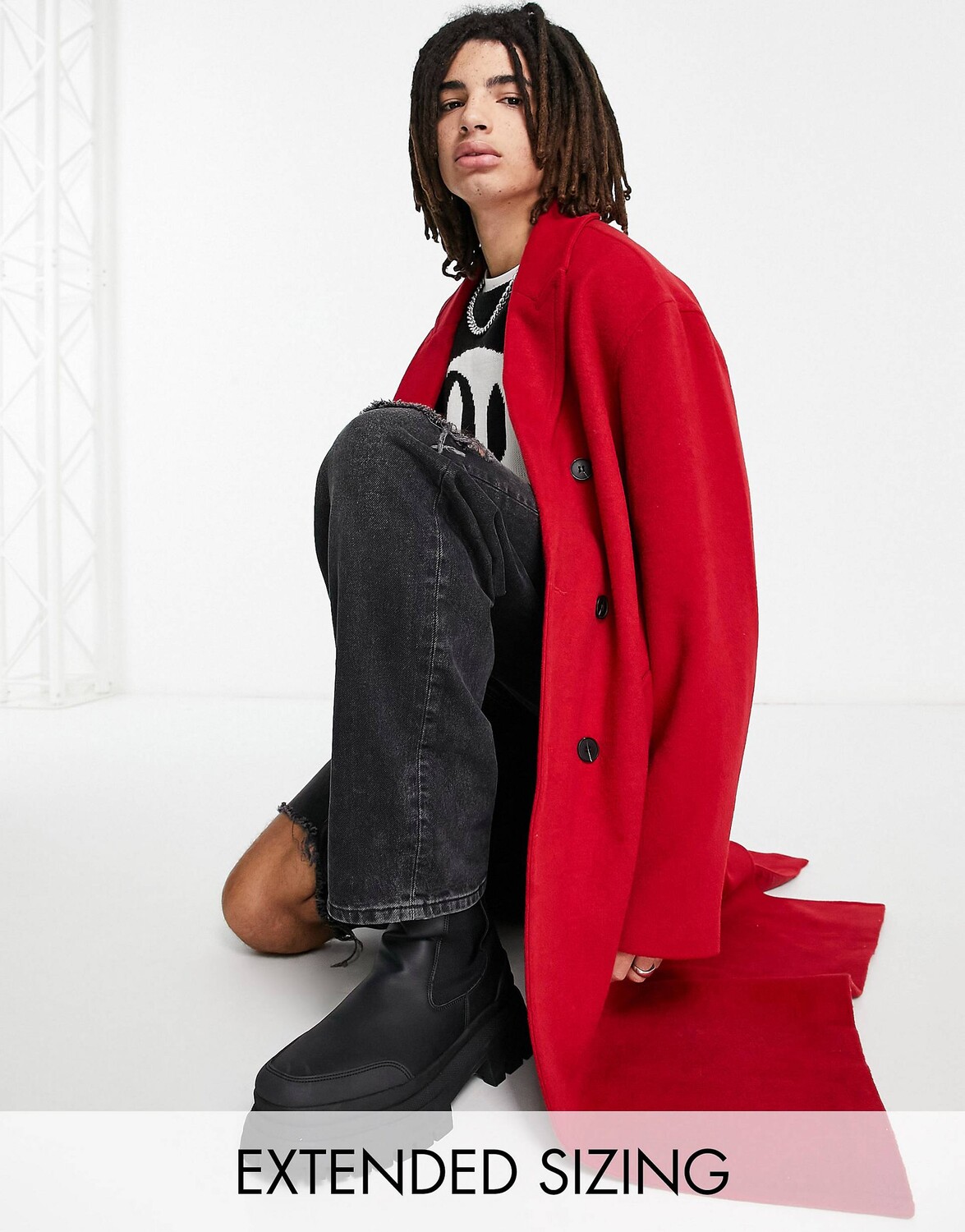 

Красное пальто свободного кроя из смесовой шерсти ASOS DESIGN, Красный