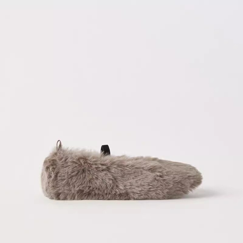 

Балетки ZARA Faux Fur, коричневый