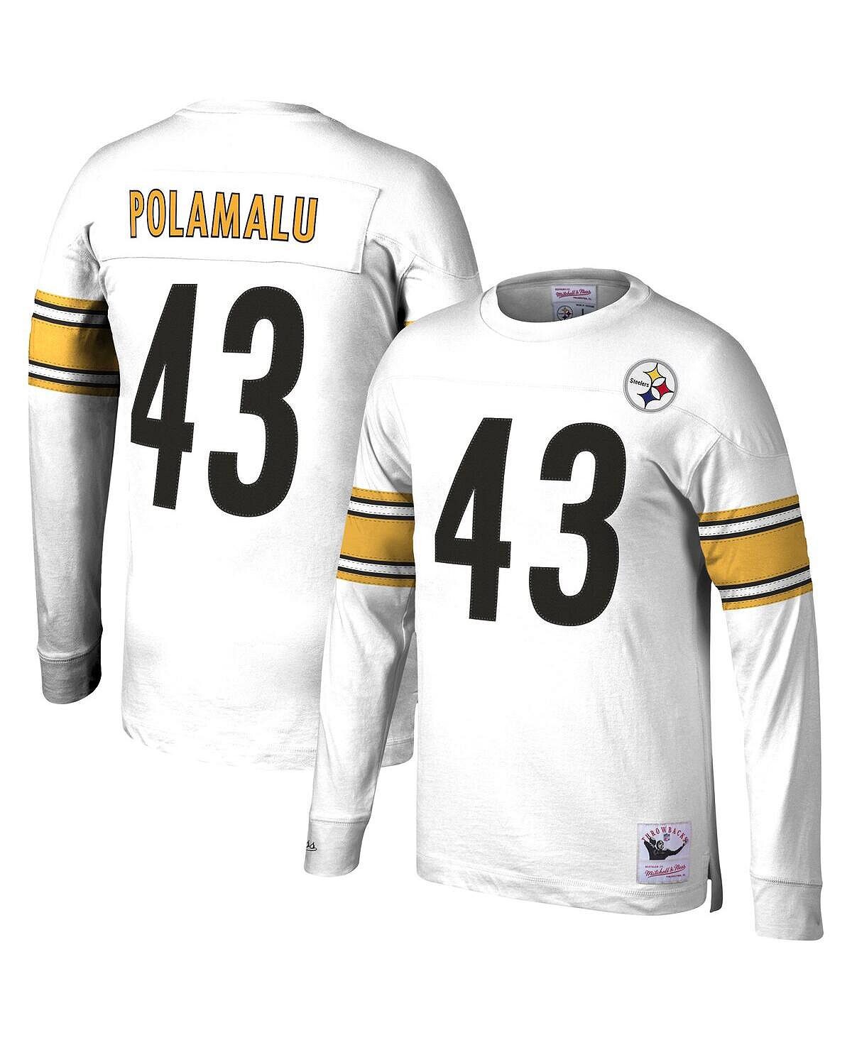 

Мужская футболка с длинным рукавом troy polamalu white pittsburgh steelers 2007 года на пенсии с именем и номером игрока Mitchell & Ness, белый