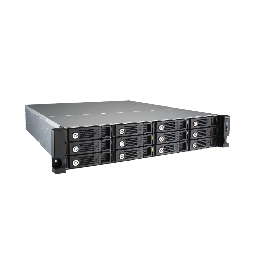 Серверное сетевое хранилище QNAP TS-1269U-RP, 12 отсеков, 2 ГБ, без дисков, черный серверное сетевое хранилище qnap ts 832pxu rp 8 отсеков 4 гб без дисков черный