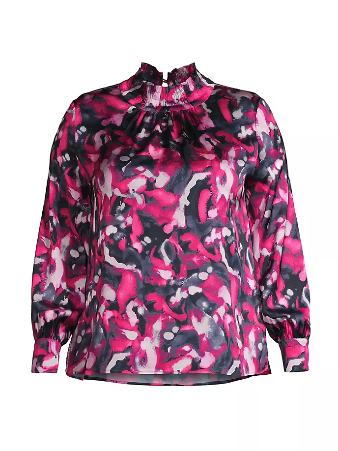 

Блузка с воротником-стойкой и принтом Ming Wang, Plus Size, цвет mulberry black