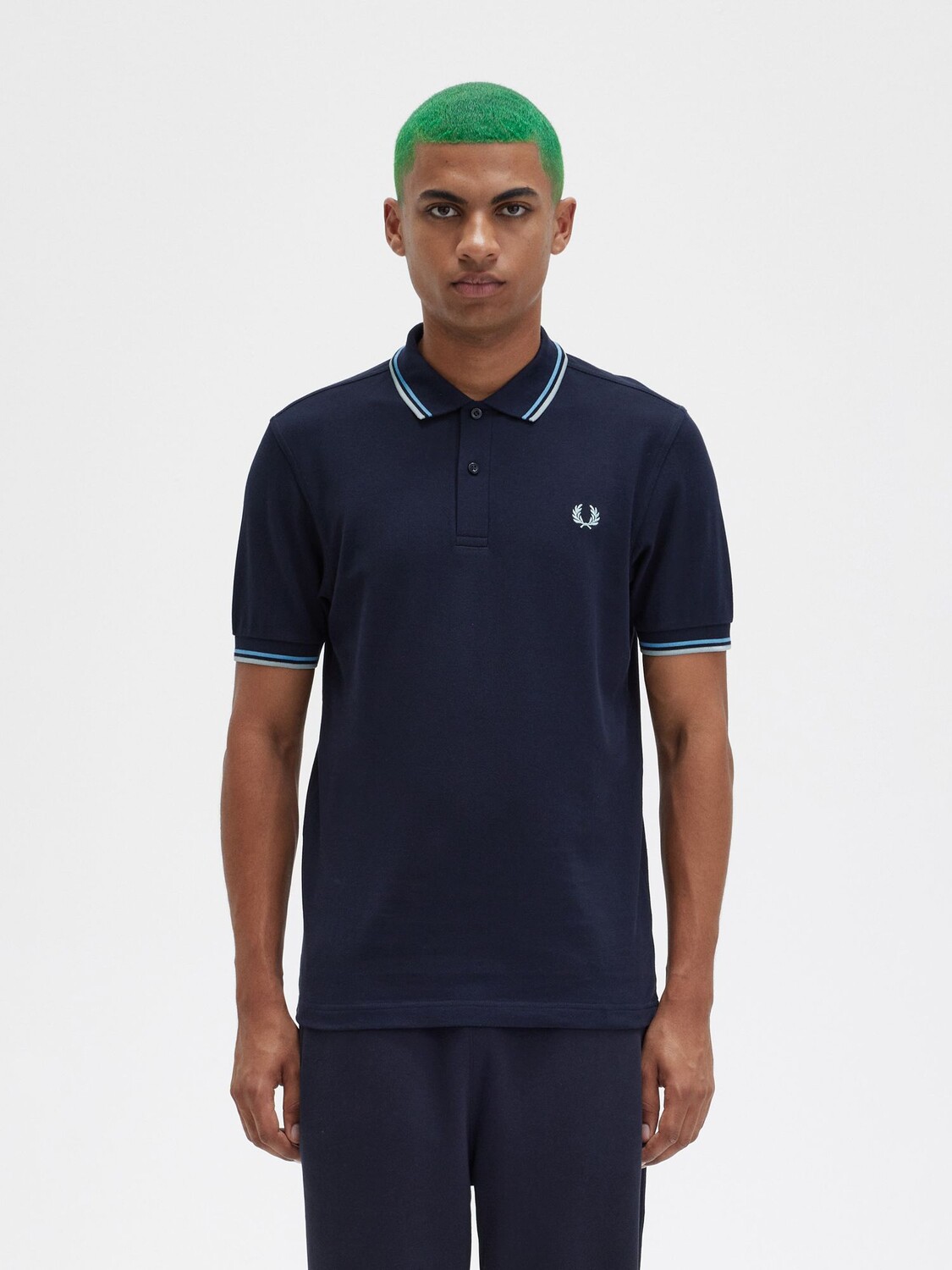 

Футболка-поло с короткими рукавами Fred Perry с двойным кончиком, темно-синий/Sftblu/Slvbl