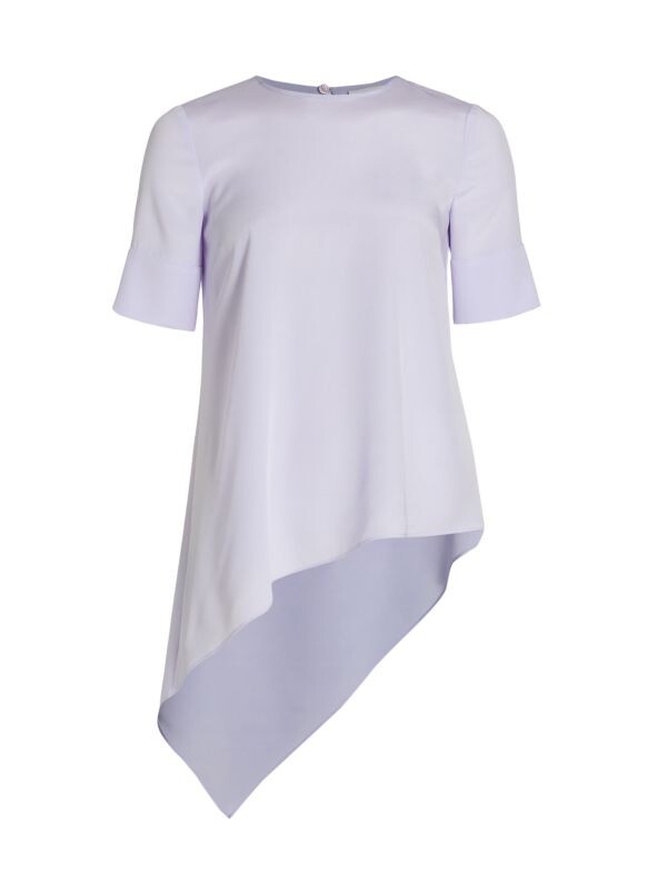 

Асимметричная футболка из эластичного шелка St. John Light lavender