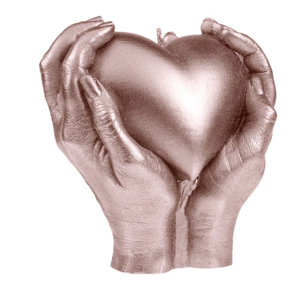 Candellana свеча сердце в руке розовое золото, 1 шт.