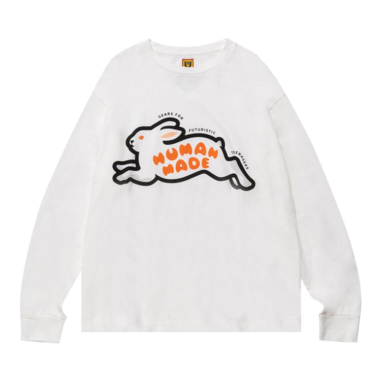 Футболка Human Made Rabbit Long-Sleeve T-Shirt 'White', белый - фото