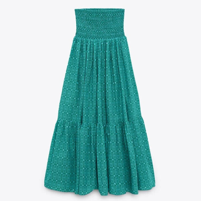 

Юбка Zara Long Printed, аквамарин