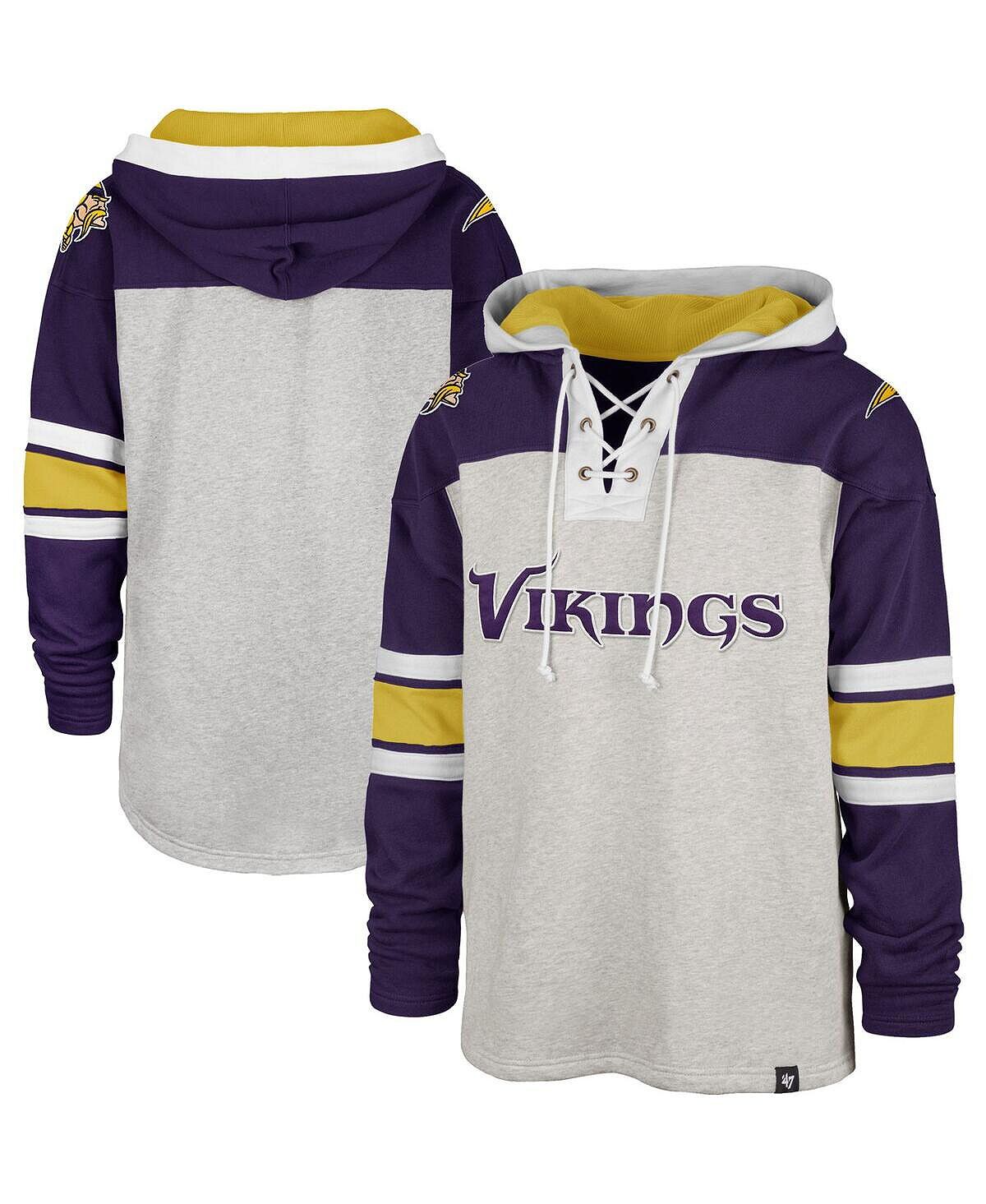 

Мужская худи '47 grey minnesota vikings gridiron со шнуровкой '47 Brand, серый
