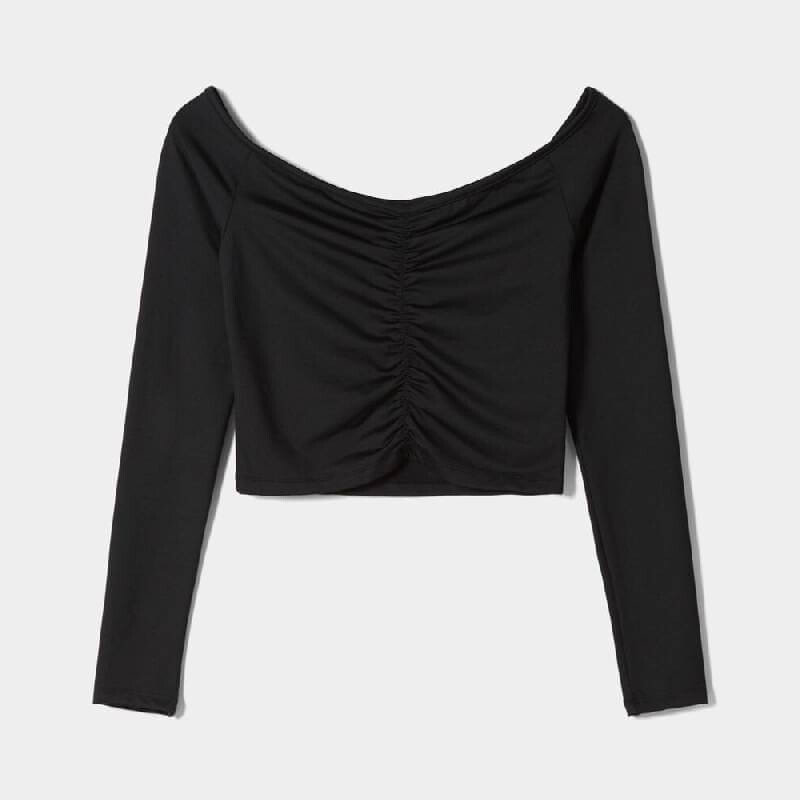 

Топ Bershka Gathered Bardot, черный