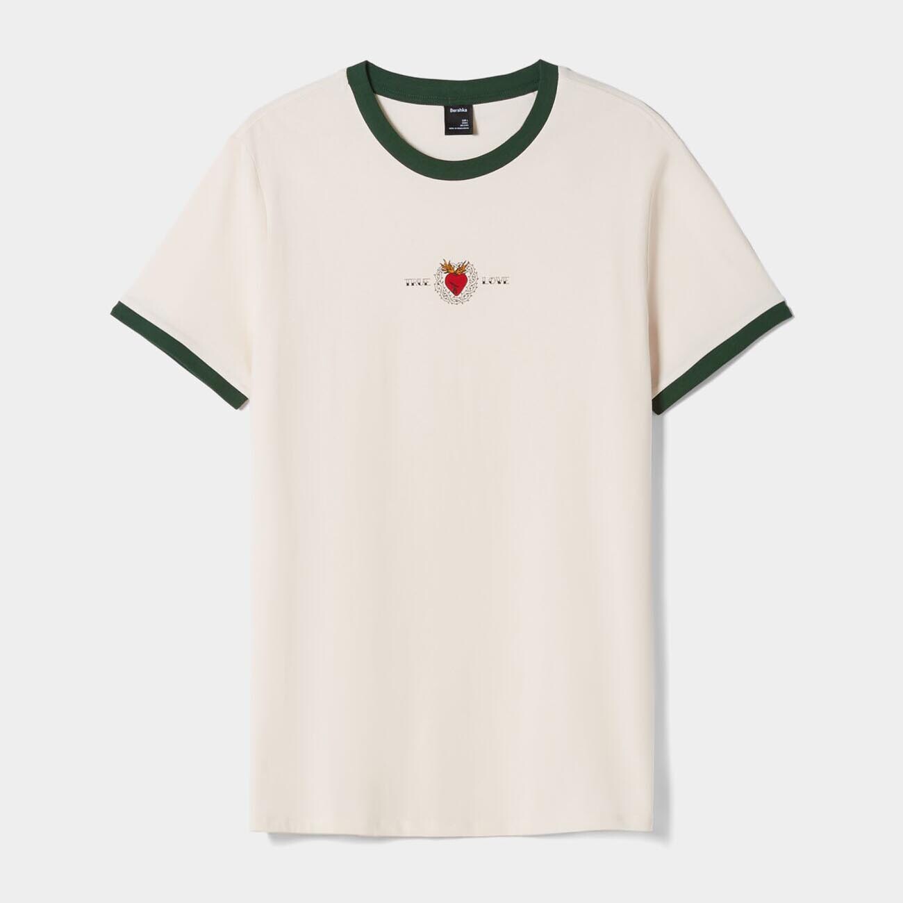 

Футболка Bershka Print Regular Fit Short Sleeve, зеленый