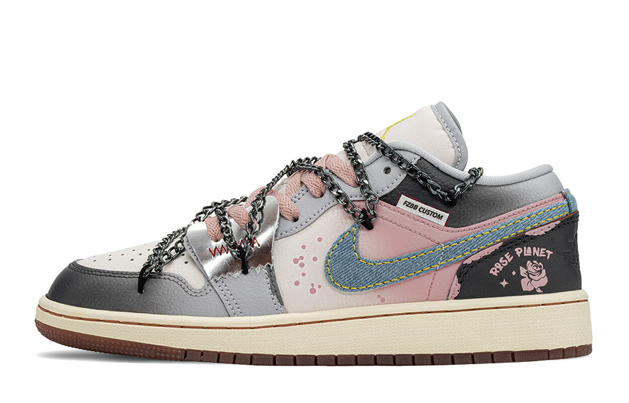 

Кроссовки Air Jordan 1 Vintage Basketball Shoes Women's Low-top Black/pink, черный/розовый