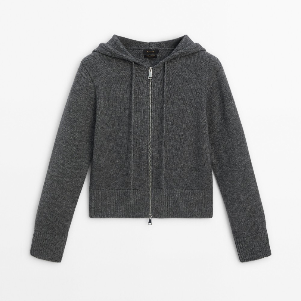Толстовка Massimo Dutti Wool Blend Knit, темно-серый свитер поло massimo dutti wool and cashmere blend knit темно серый