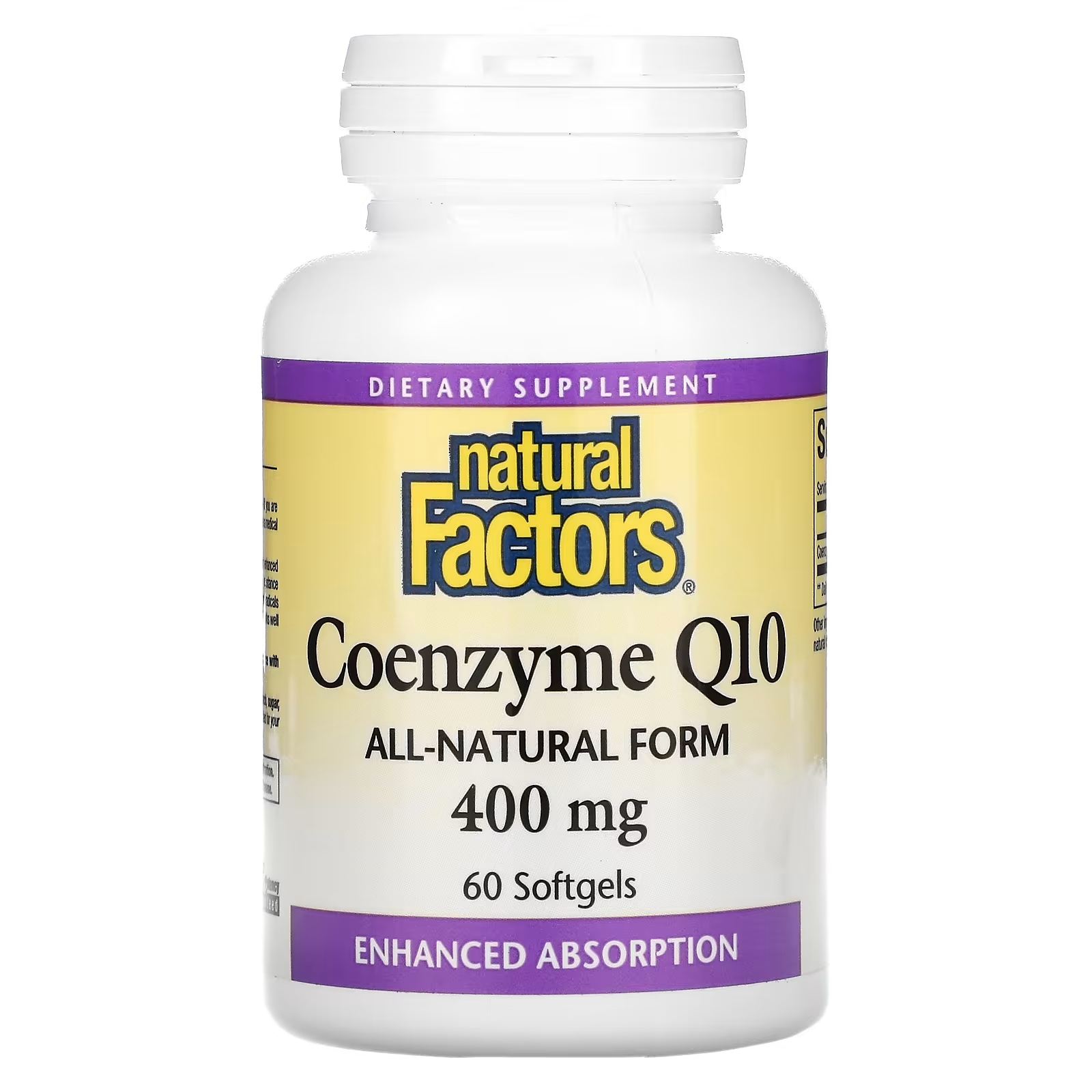 Natural Factors Коэнзим Q10 400 мг, 60 мягких таблеток vplab коэнзим q10 100 мг 60 мягких таблеток