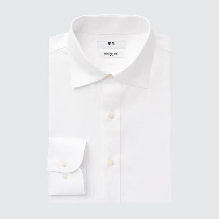 

Рубашка полуразрезной воротник Uniqlo Super Non-iron Slim Fit, белый