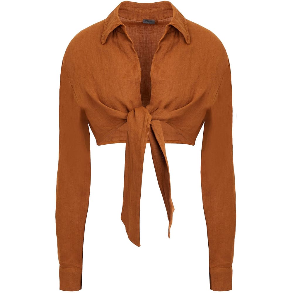 цена Блузка 8 By Yoox Linen Front Wrap, коричневый