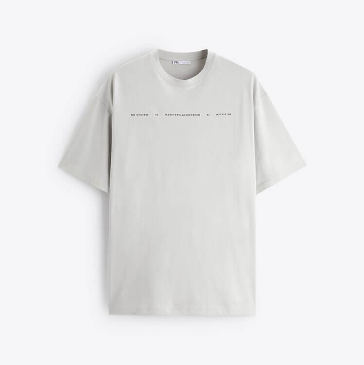 

Футболка Zara Silver Printed, серый