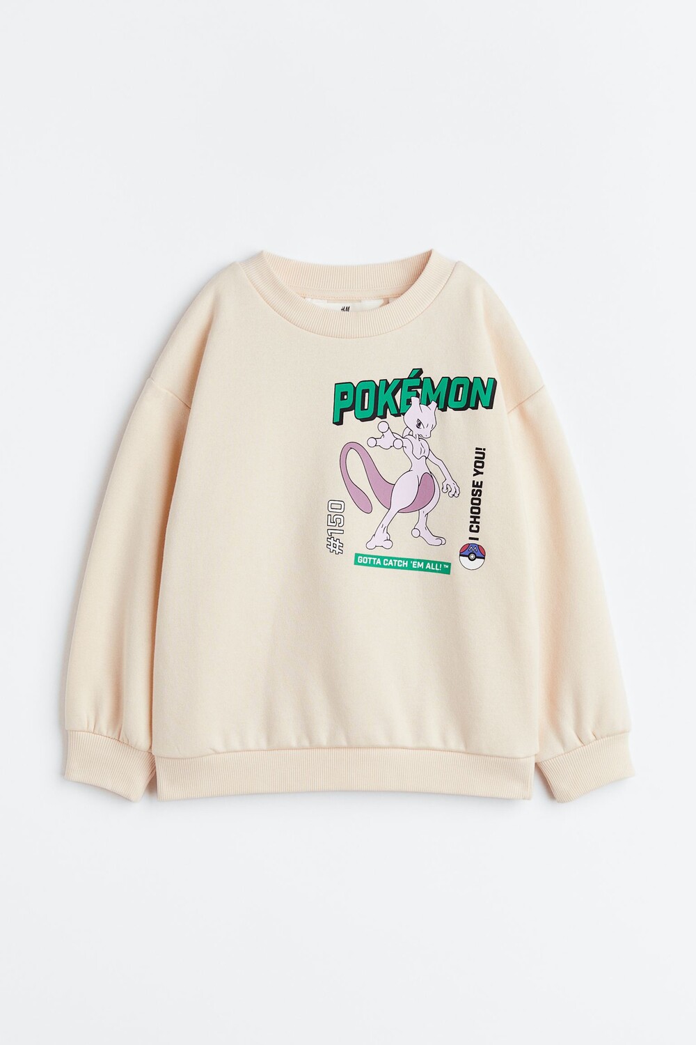 

Толстовка оверсайз с принтом H&M Pokemon, светло-бежевый/покемон