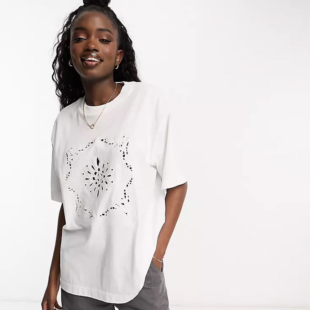 

Белая оверсайз-футболка с вышивкой ASOS DESIGN, Белый