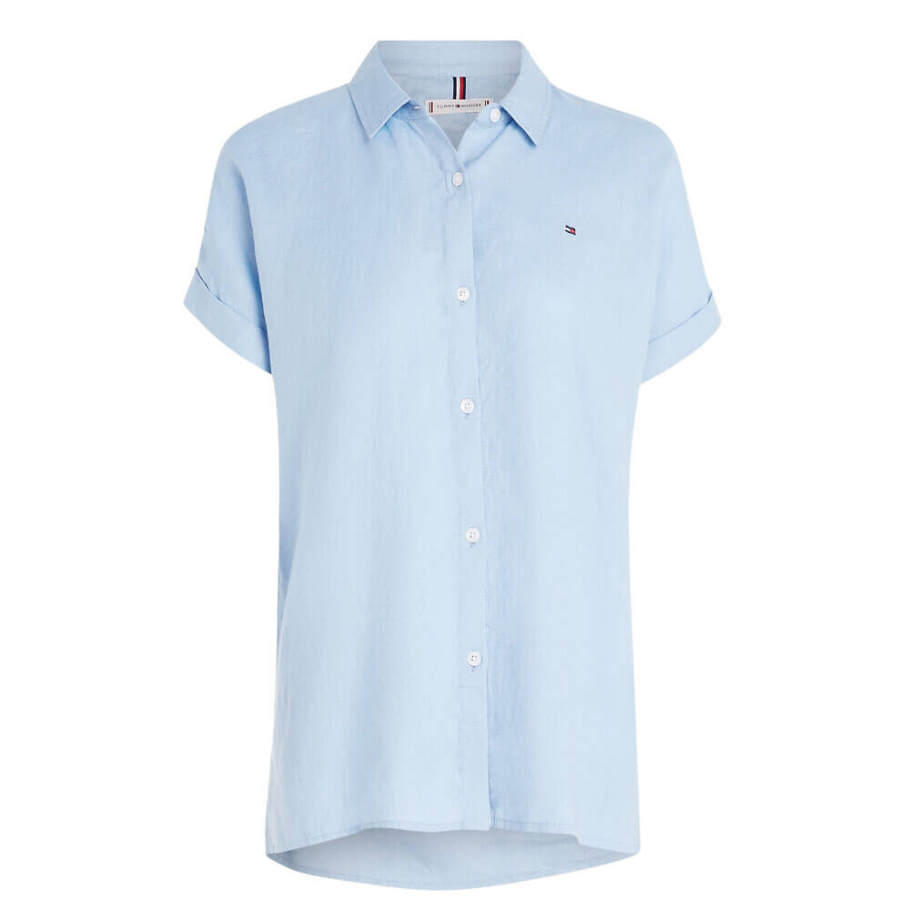

Рубашка с коротким рукавом Tommy Hilfiger Linen, голубой