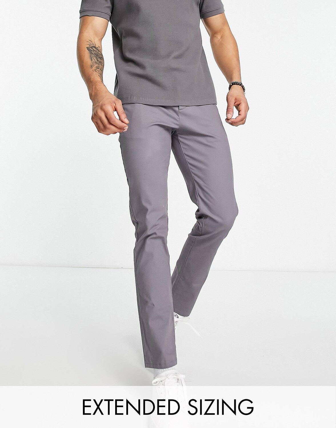 

Темно-серые узкие брюки чинос ASOS DESIGN