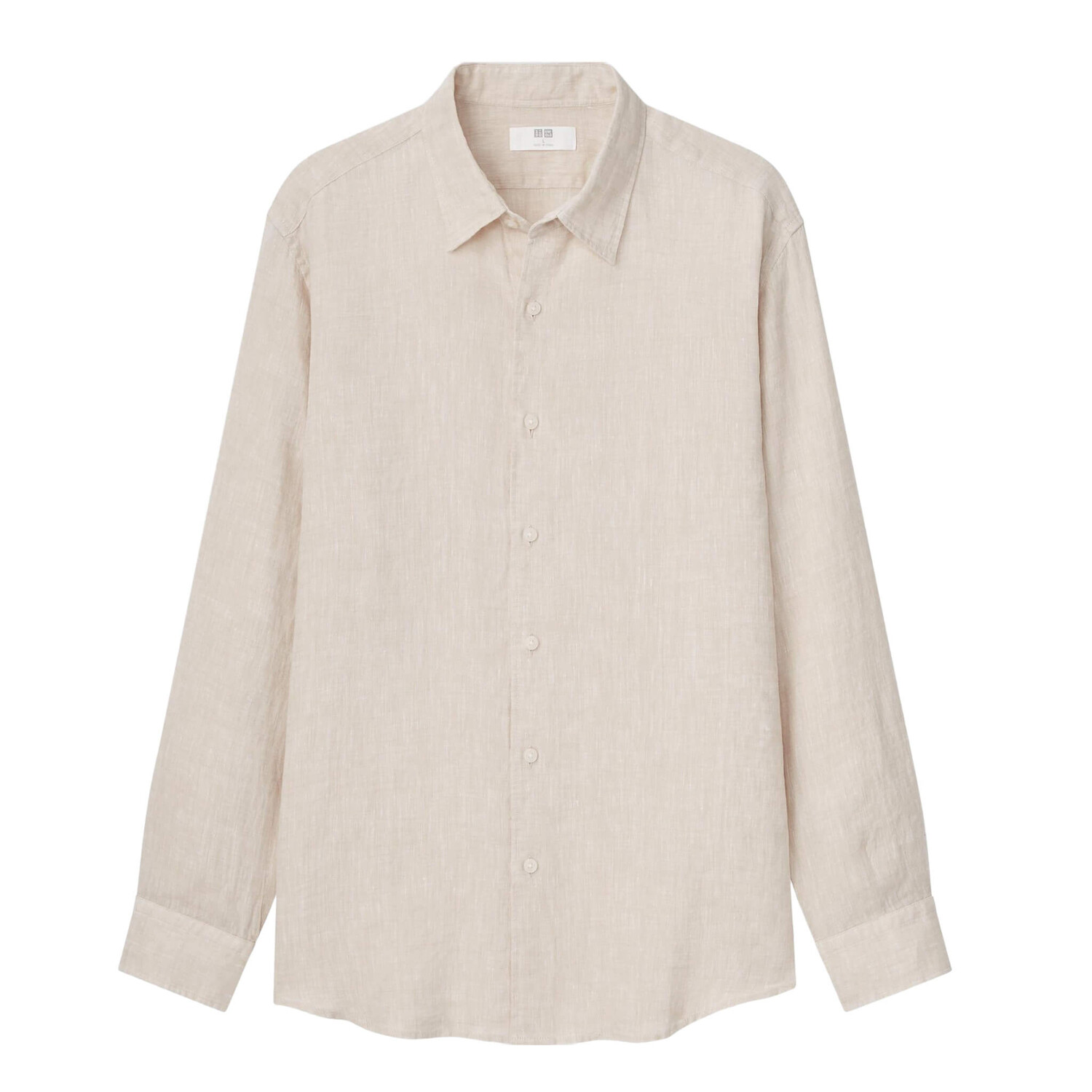 

Рубашка Uniqlo Premium Linen Regular Fit, бежевый