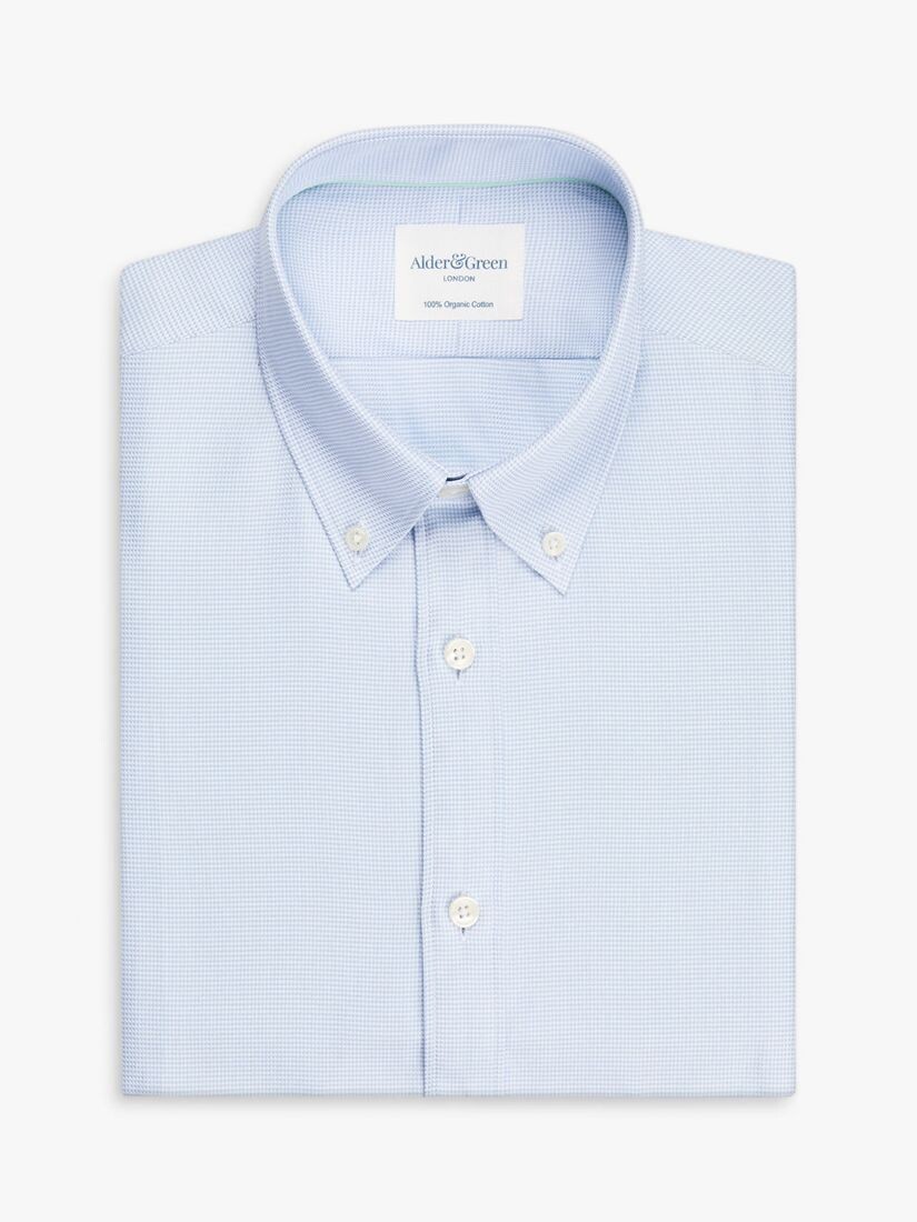 

Рубашка с собачьим зубом из органического хлопка Alder & Green Extra Slim Fit, синяя