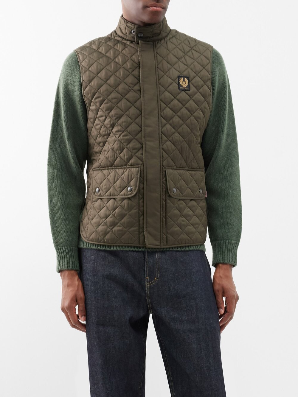 

Стеганый жилет с нашивкой-логотипом Belstaff, зеленый