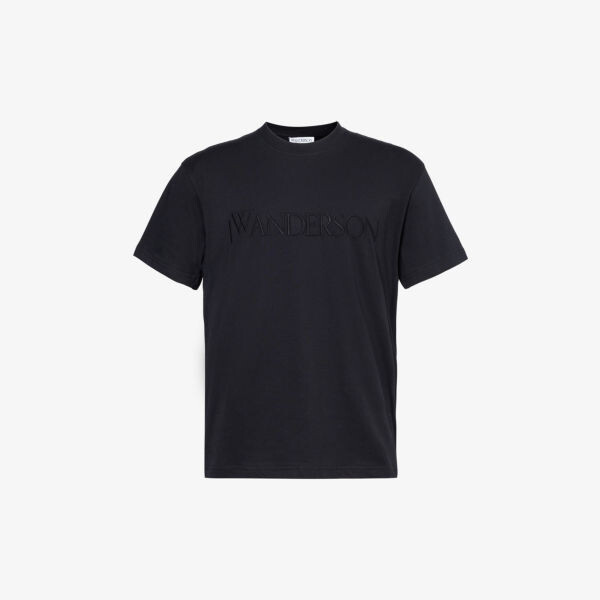 

Футболка из хлопкового джерси с вышитым логотипом Jw Anderson, черный