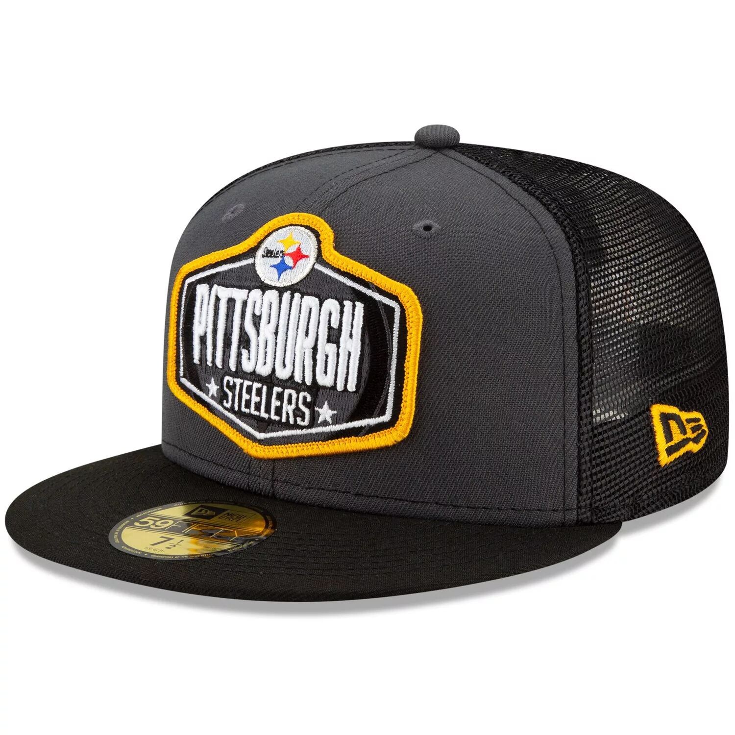 

Мужская облегающая кепка New Era Graphite/Black Pittsburgh Steelers 2021 NFL Draft On-Stage 59FIFTY