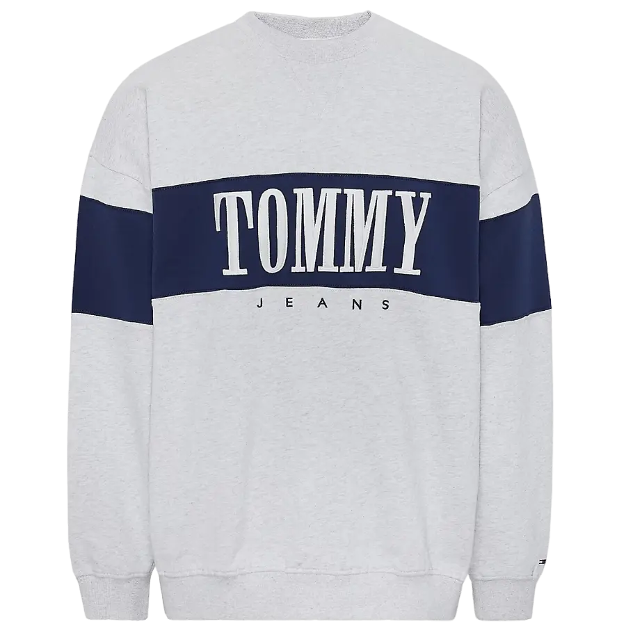 

Свитшот Tommy Jeans Block Logo, серебристо-серый