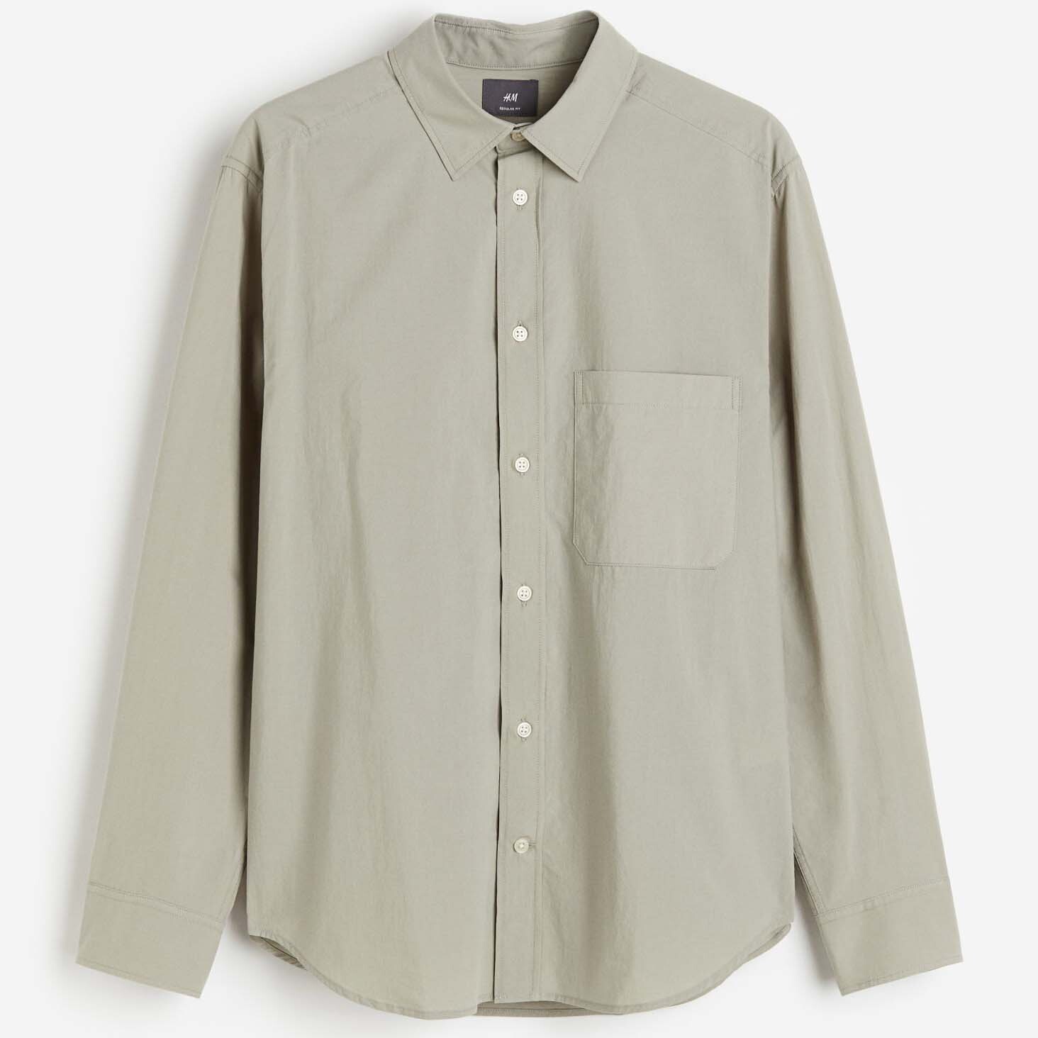 

Рубашка H&M Regular Fit, серовато-зеленый