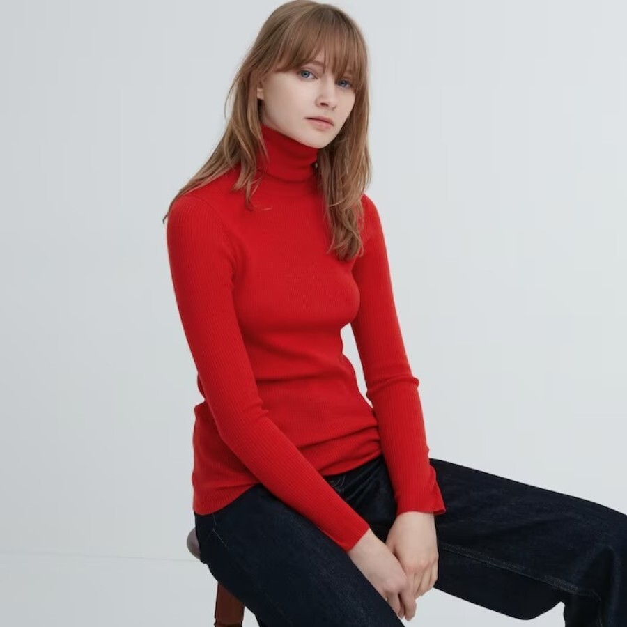 

Водолазка Uniqlo Heattech Extra Fine Merino, красный