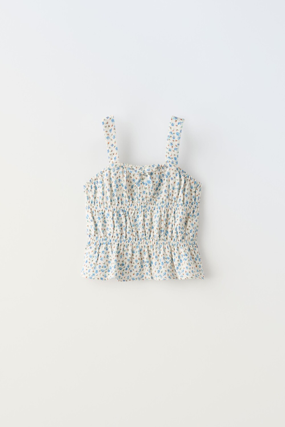 

Топ Zara Floral Elastic, синий/белый