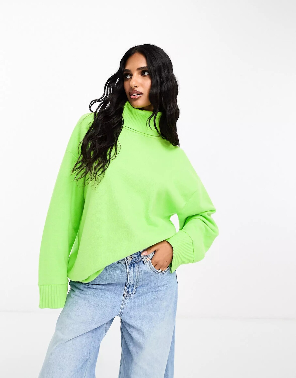 

Свитер Asos Design Super Soft Co-ord Long Line Roll Neck, салатовый, Зеленый