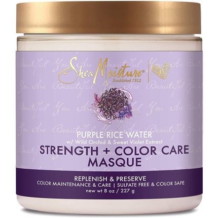 shea moisture purple rice water strength color care masque 57 g Маска для ухода за поврежденными волосами Sheamoisture Strength + Color Care с фиолетовой рисовой водой 237мл, Shea Moisture
