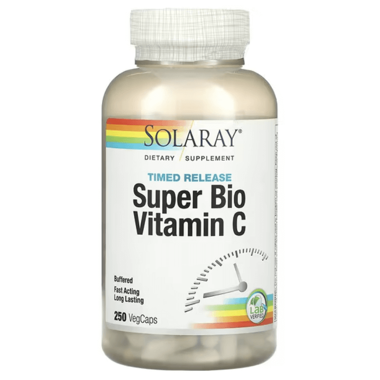 Витамин С замедленное высвобождение Super Bio Vitamin C, 250 растительных капсул, Solaray - фото