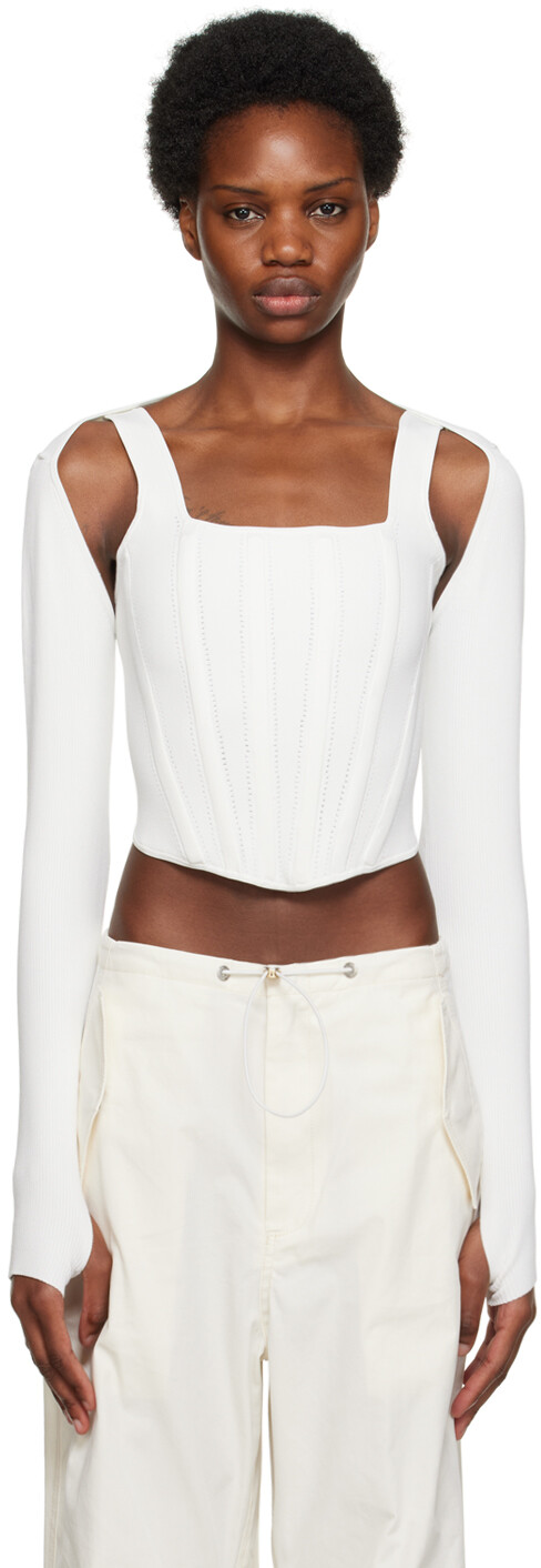 

Белый корсет и кардиган с пуантелями Dion Lee