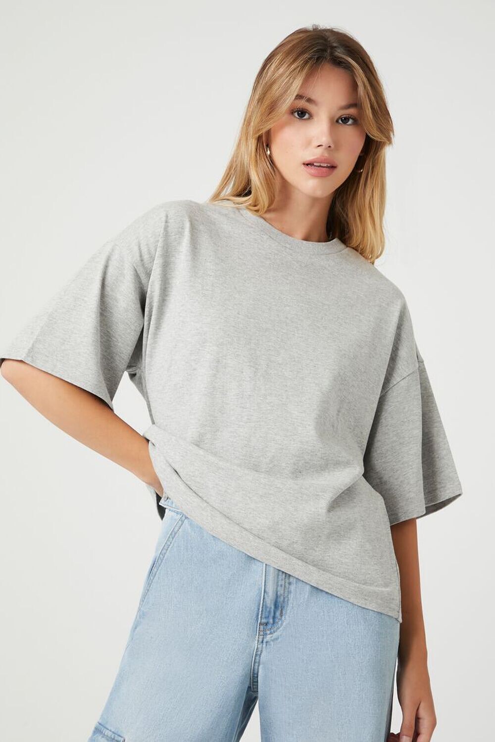

Негабаритная футболка с круглым вырезом Forever 21, серый