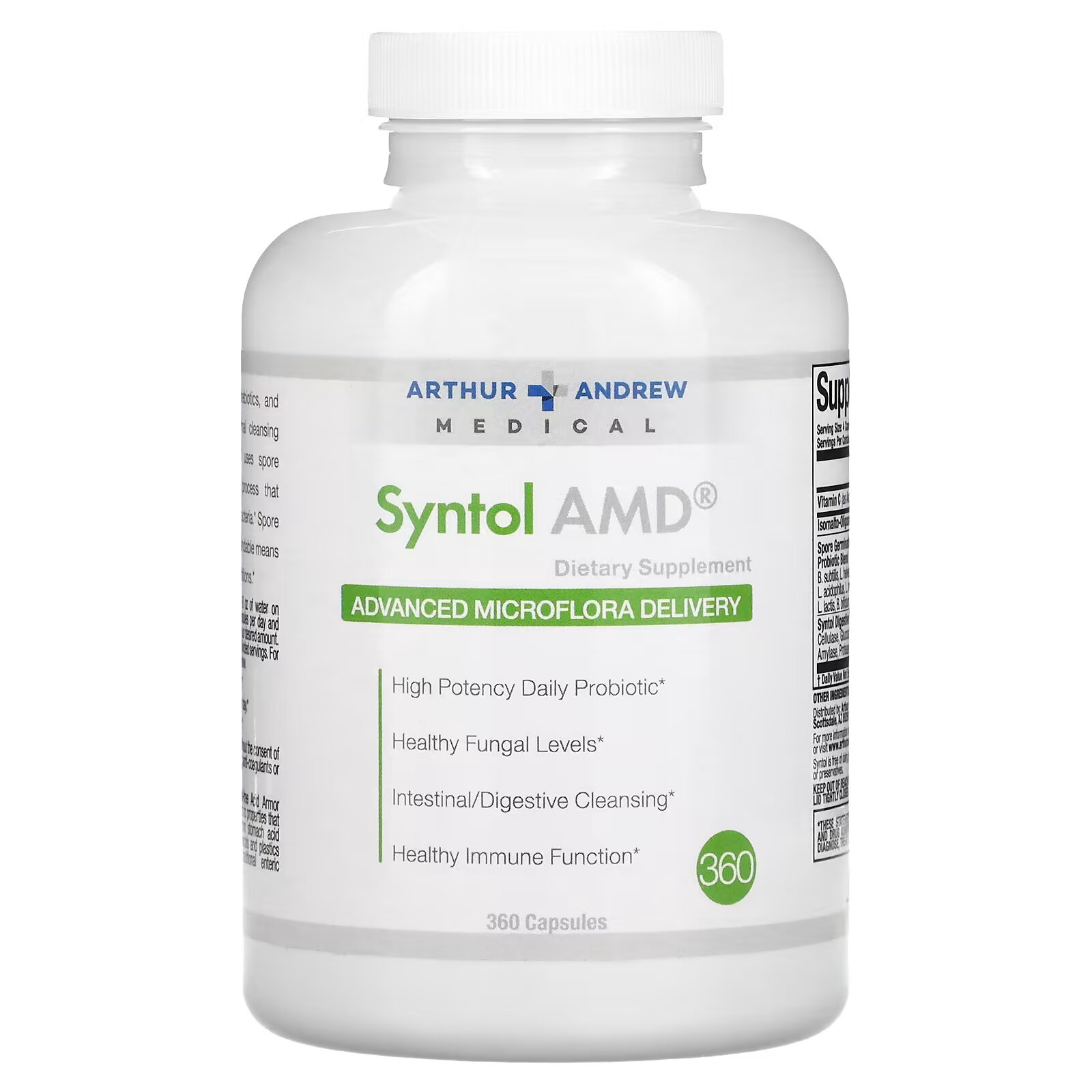 Arthur Andrew Medical, Syntol AMD, Advanced Microflora Delivery, средство для здоровой микрофлоры, 500 мг, 360 капсул arthur andrew medical syntol