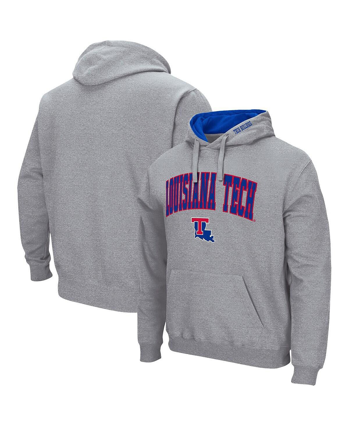 

Мужская толстовка с капюшоном с капюшоном louisiana tech bulldogs arch и логотипом серого меланжевого цвета Colosseum, мульти