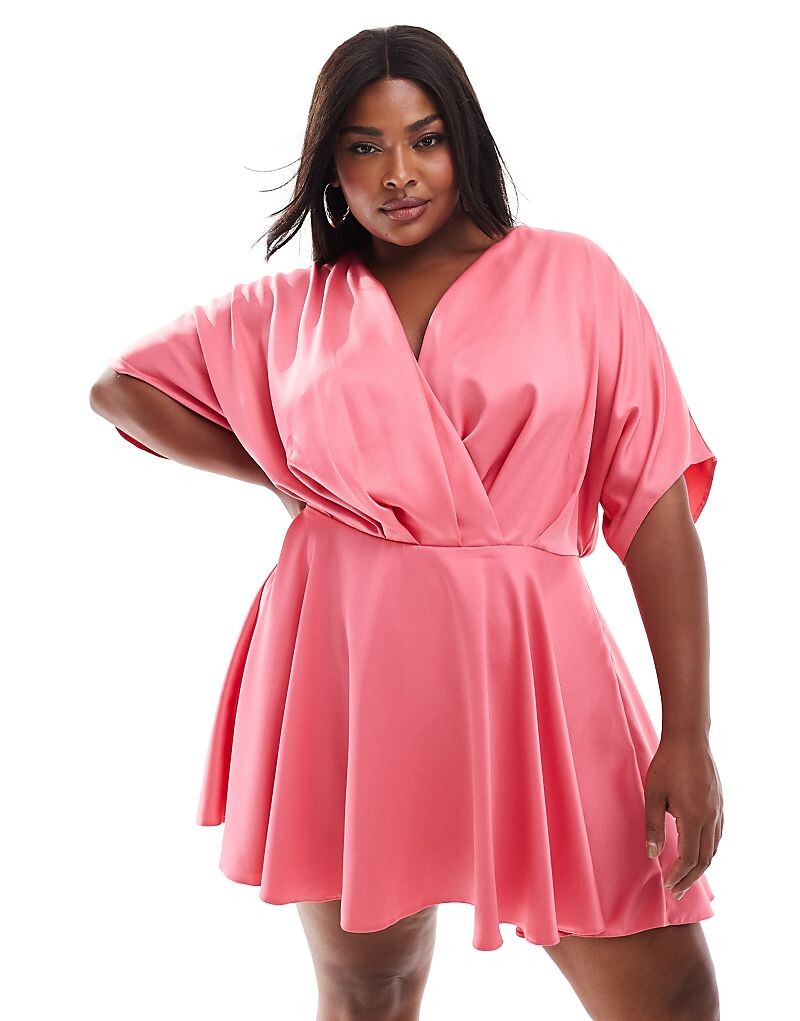 

Атласное платье мини с рукавами «летучая мышь» ASOS DESIGN Curve 3