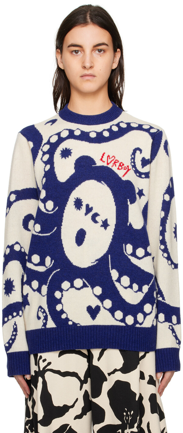 

Сине-белый свитер интарсия Charles Jeffrey Loverboy