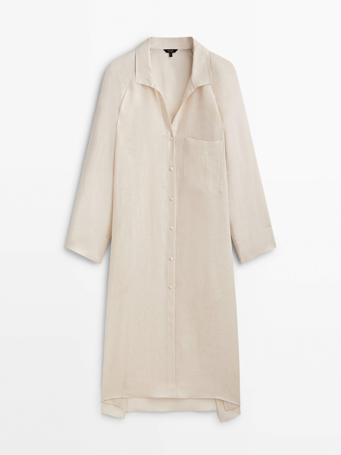 

Блузка Massimo Dutti 100% Linen Maxi Oversize, бежевый