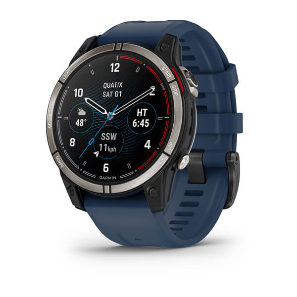 Умные часы Garmin quatix 7 – Sapphire Edition, титановый с синим силиконовым ремешком