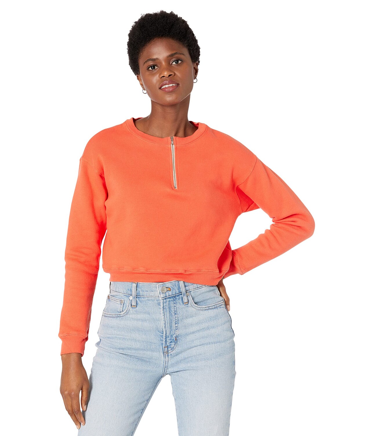 

Худи MONROW, 1/2 Zip Cropped Sweatshirt, Оранжевый