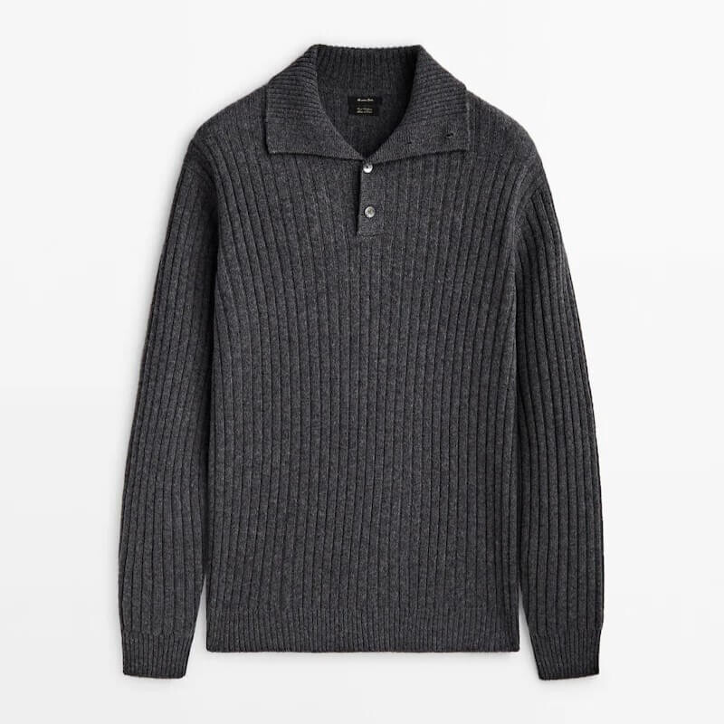 

Свитер Massimo Dutti Ribbed Knit, серый