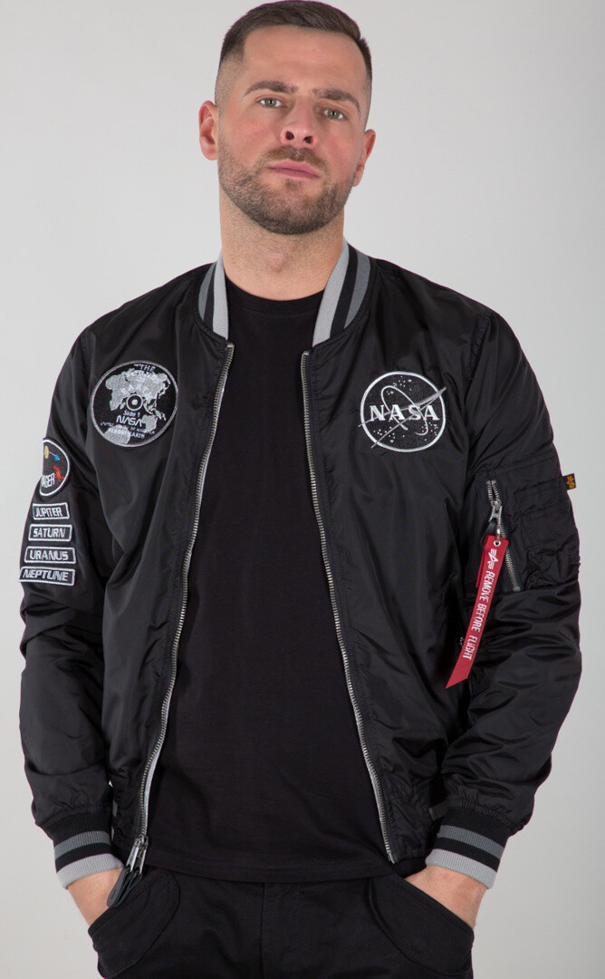 

Куртка Alpha Industries MA-1 NASA Voyager Rev, черно-серая, Черный
